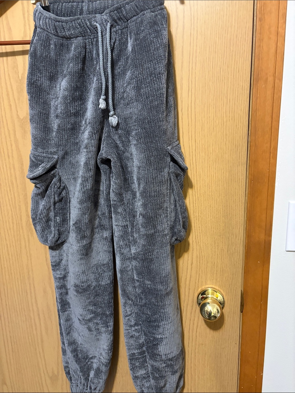 Fashion Nova Gray Plush Cargo Jogger Pants
